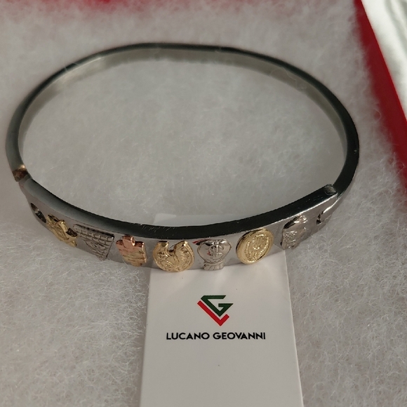 lucano Geovanni Jewelry - Silver and Gold Charm Bracelet